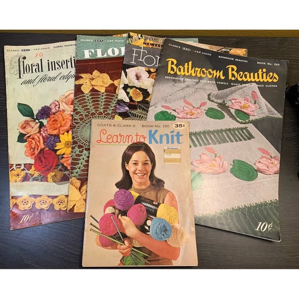 Coats & Clark's J.P Coats Vintage Lot of 5 Booklets Pattern 40s-60s Crochet Knit - Picture 1 of 12